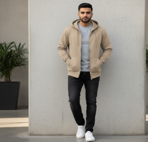 The Ultimate Comfort: Velvet Lined Cotton Fleece Zip-Up Hoodie