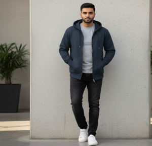 The Ultimate Comfort: Velvet Lined Cotton Fleece Zip-Up Hoodie