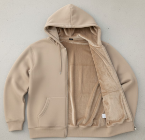 The Ultimate Comfort: Velvet Lined Cotton Fleece Zip-Up Hoodie
