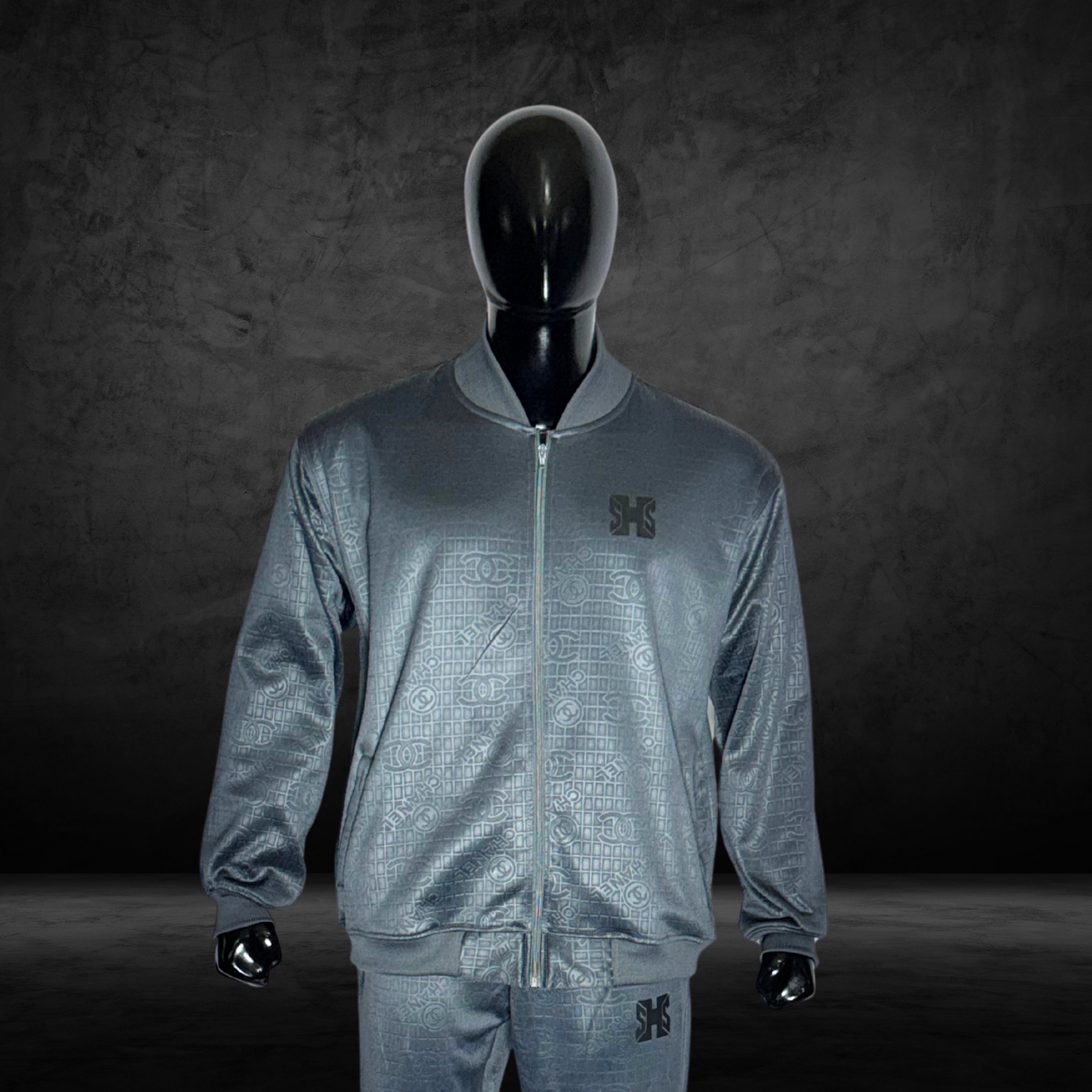 Line Embossing Fleece Jogging Suit