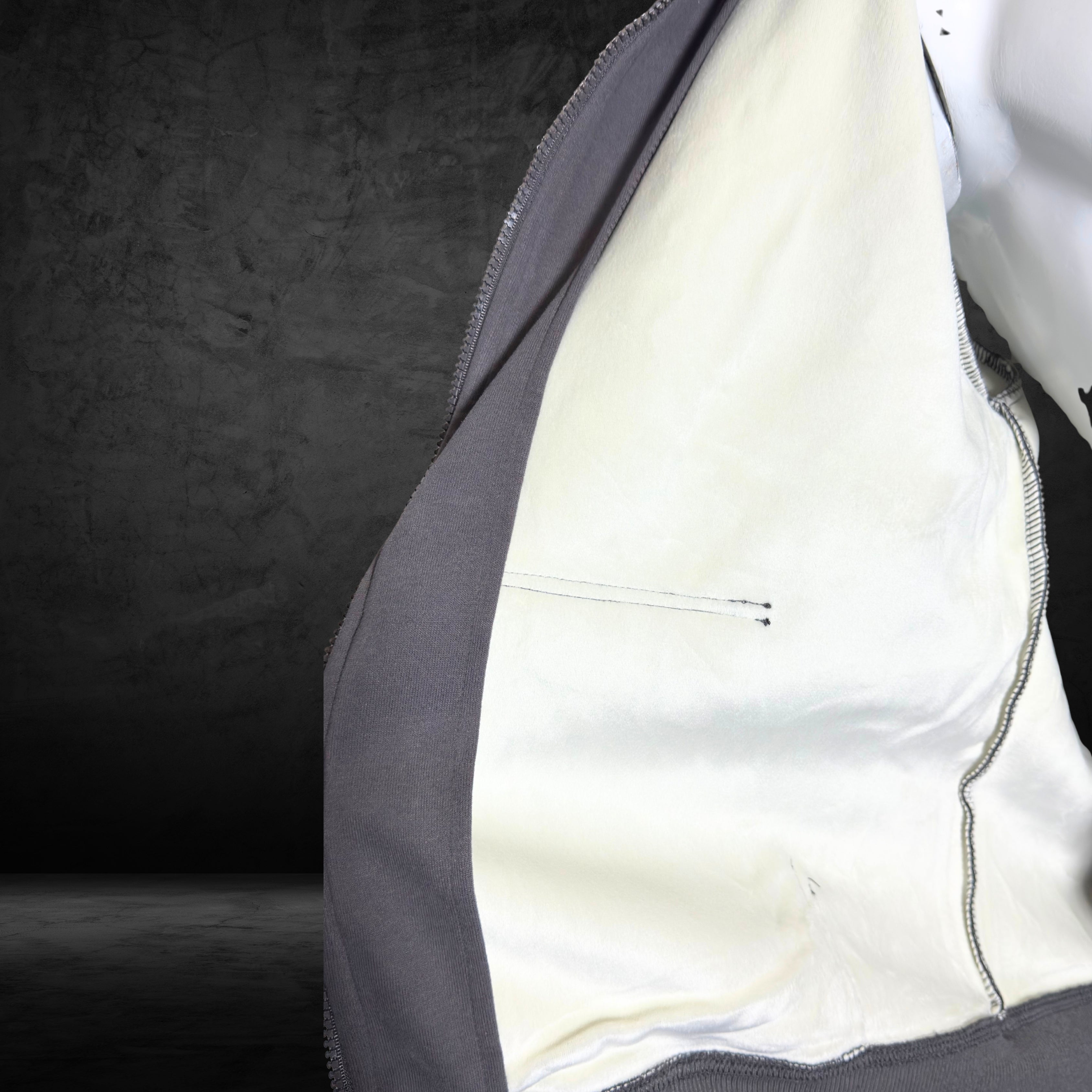 Velvet Lined Cotton Fleece Zip-Up Hoodie