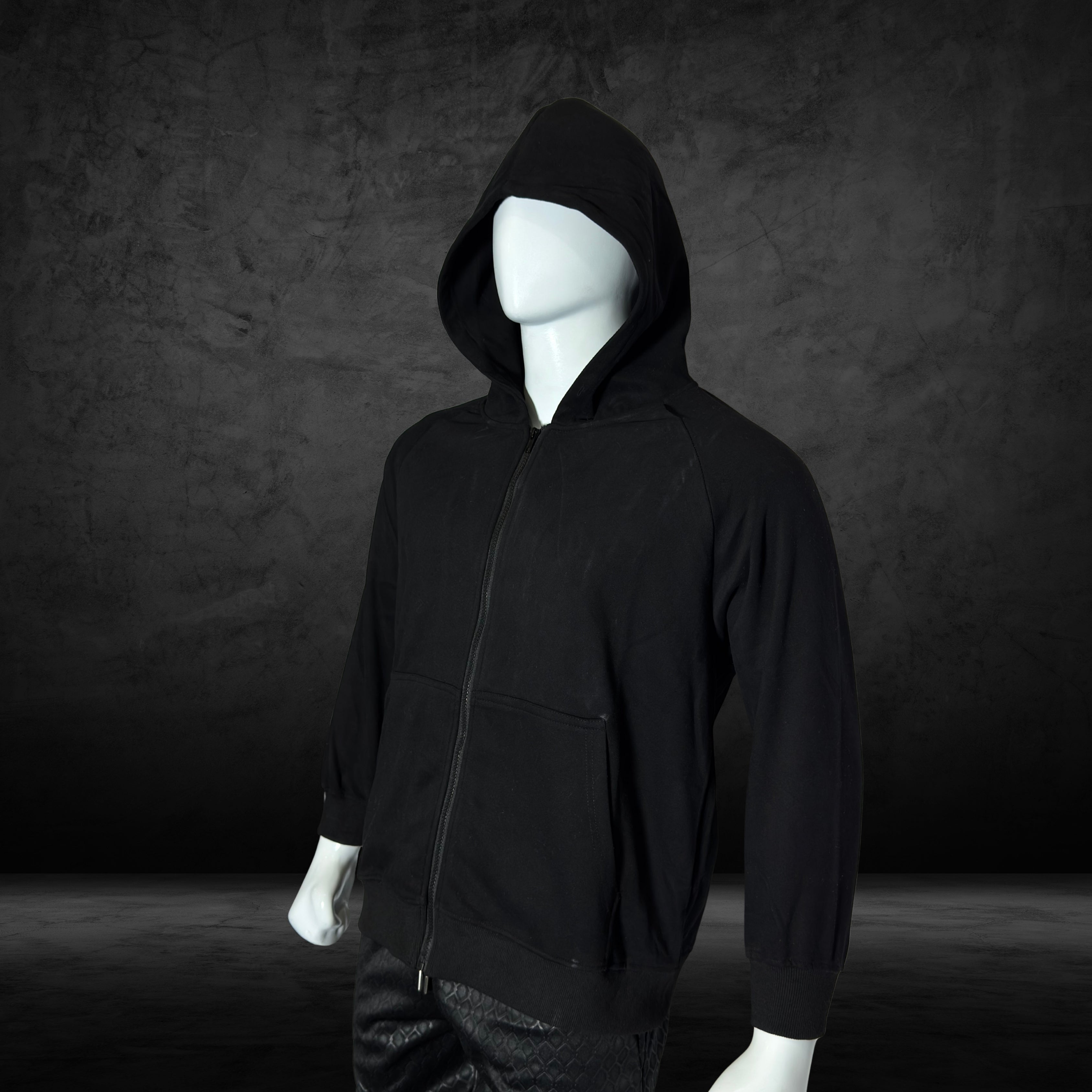 Velvet Lined Cotton Fleece Zip-Up Hoodie