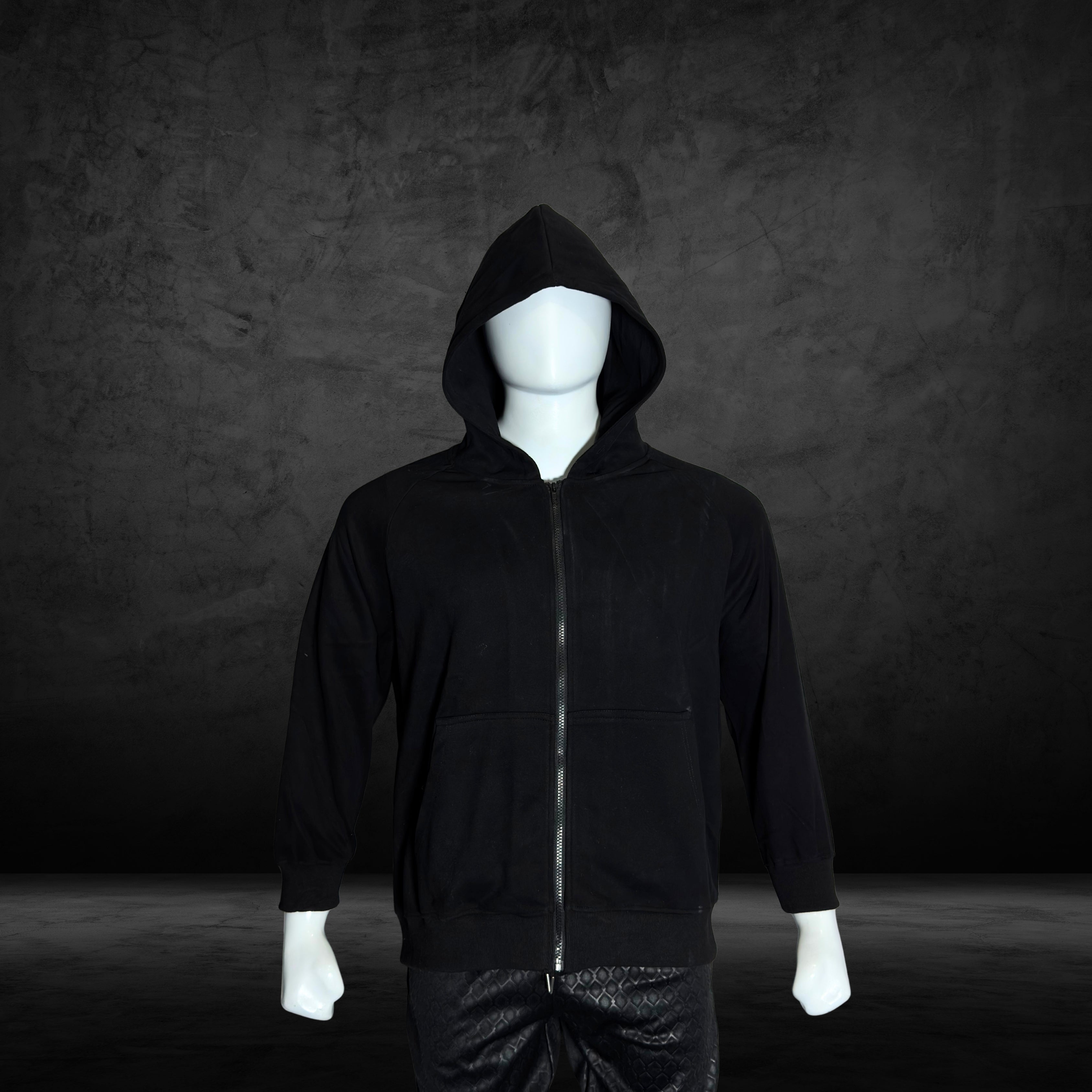 Velvet Lined Cotton Fleece Zip-Up Hoodie