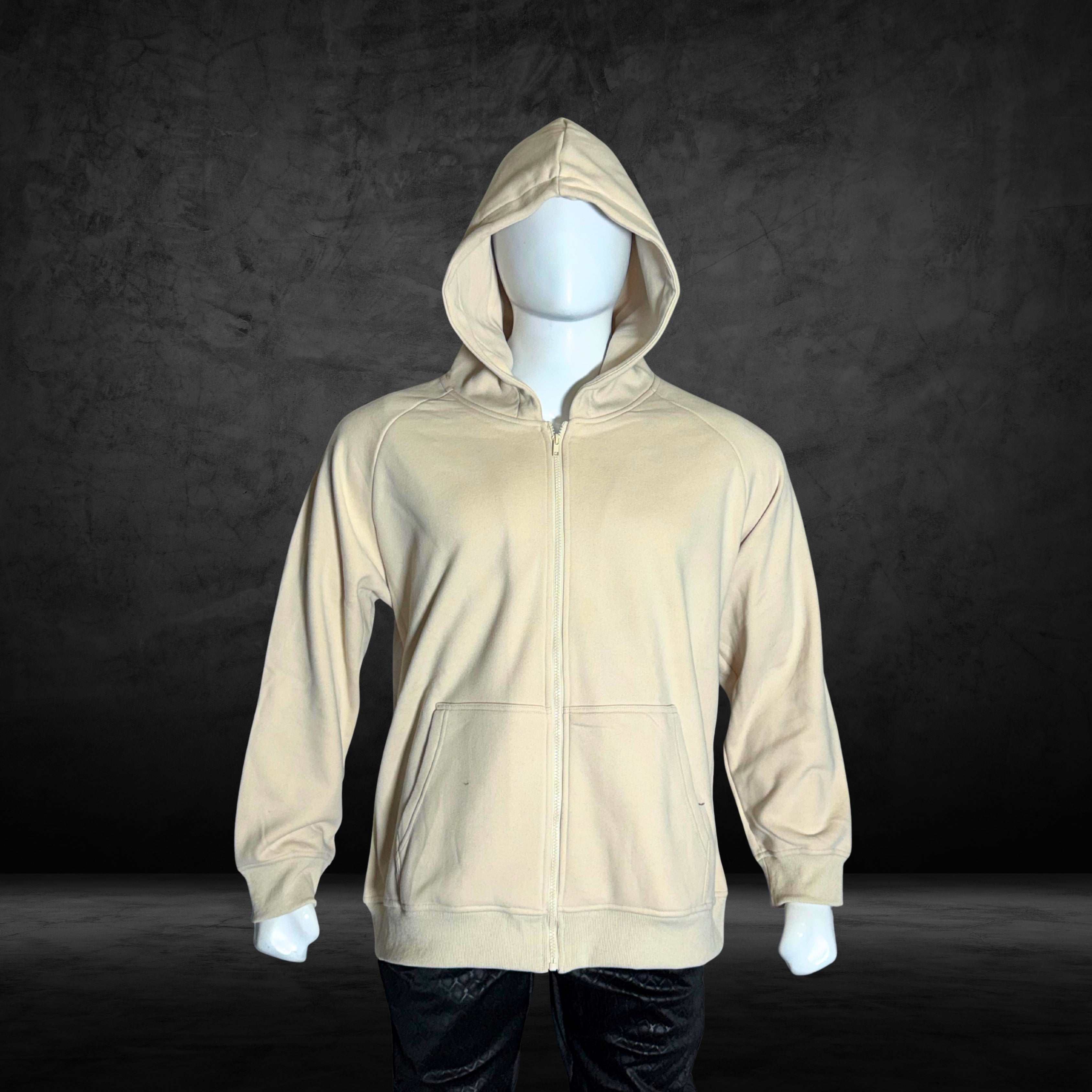 Velvet Lined Cotton Fleece Zip-Up Hoodie