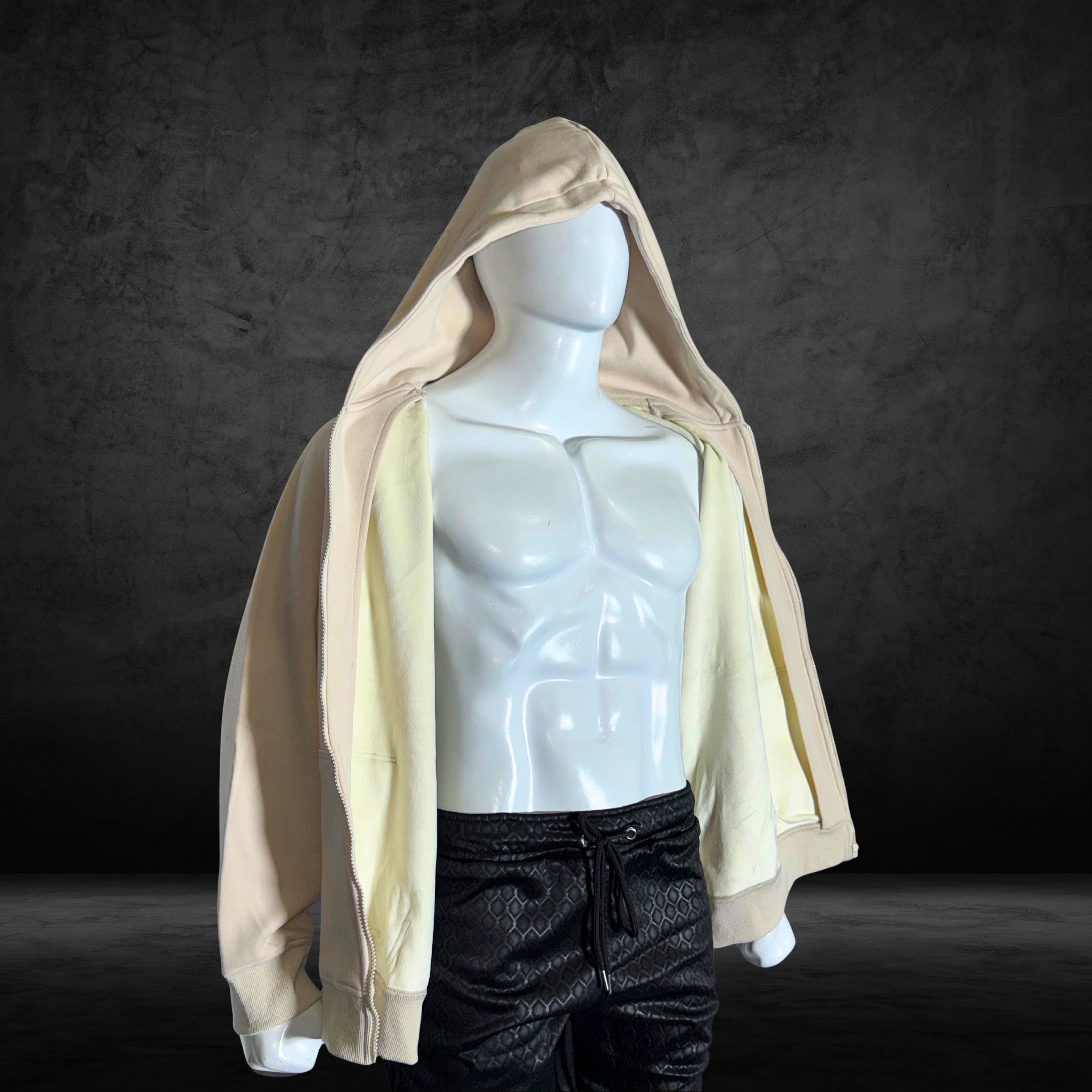 Velvet Lined Cotton Fleece Zip-Up Hoodie