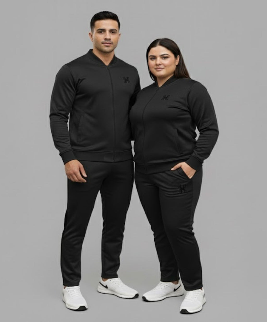 Line Embossing Fleece Jogging Suit