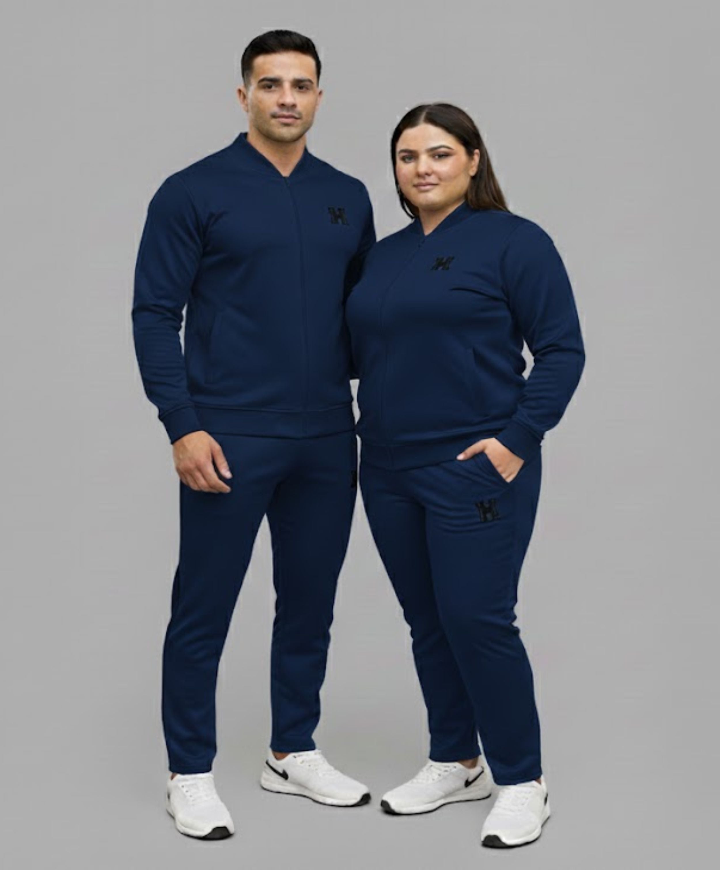 Line Embossing Fleece Jogging Suit