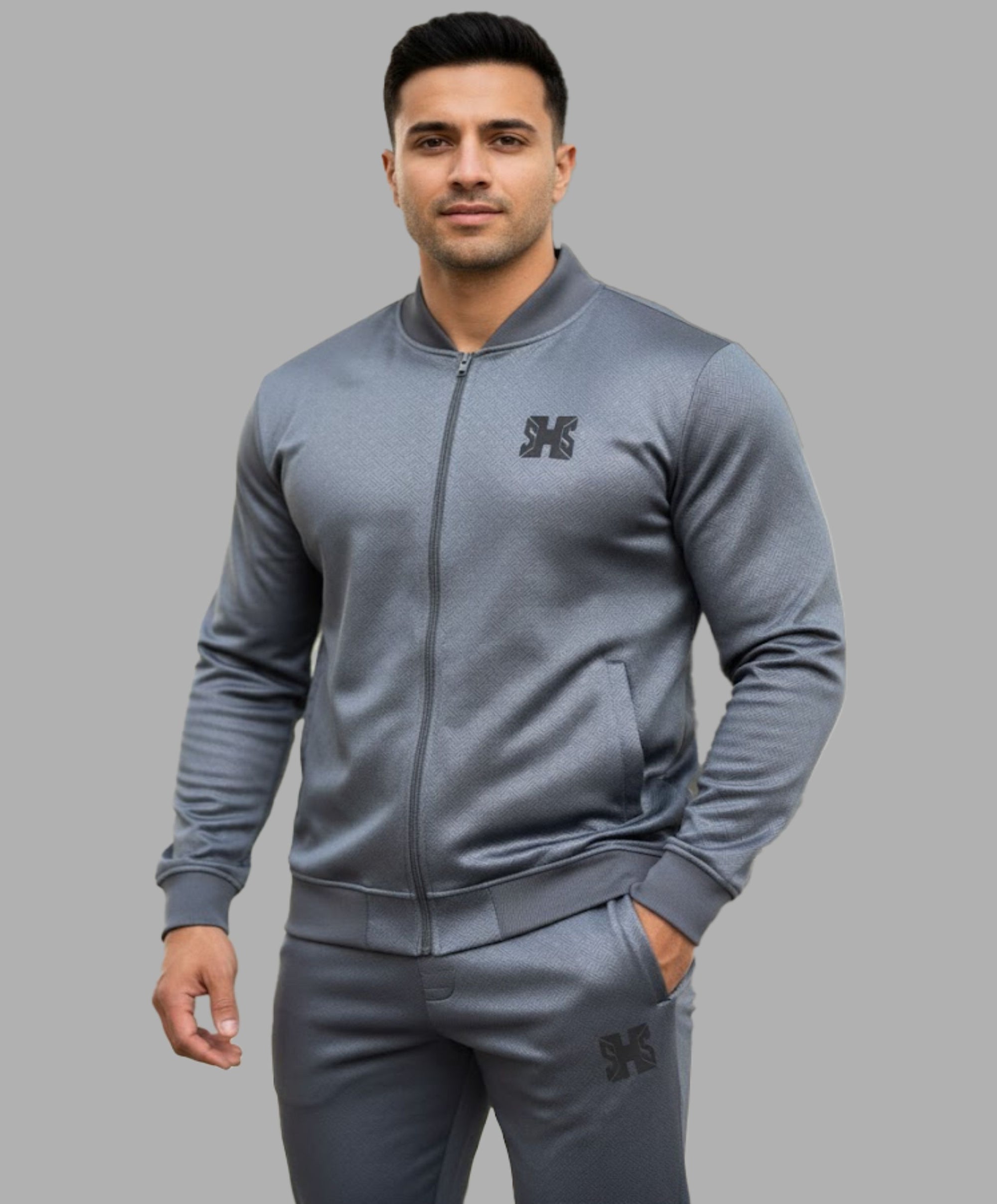 Line Embossing Fleece Jogging Suit