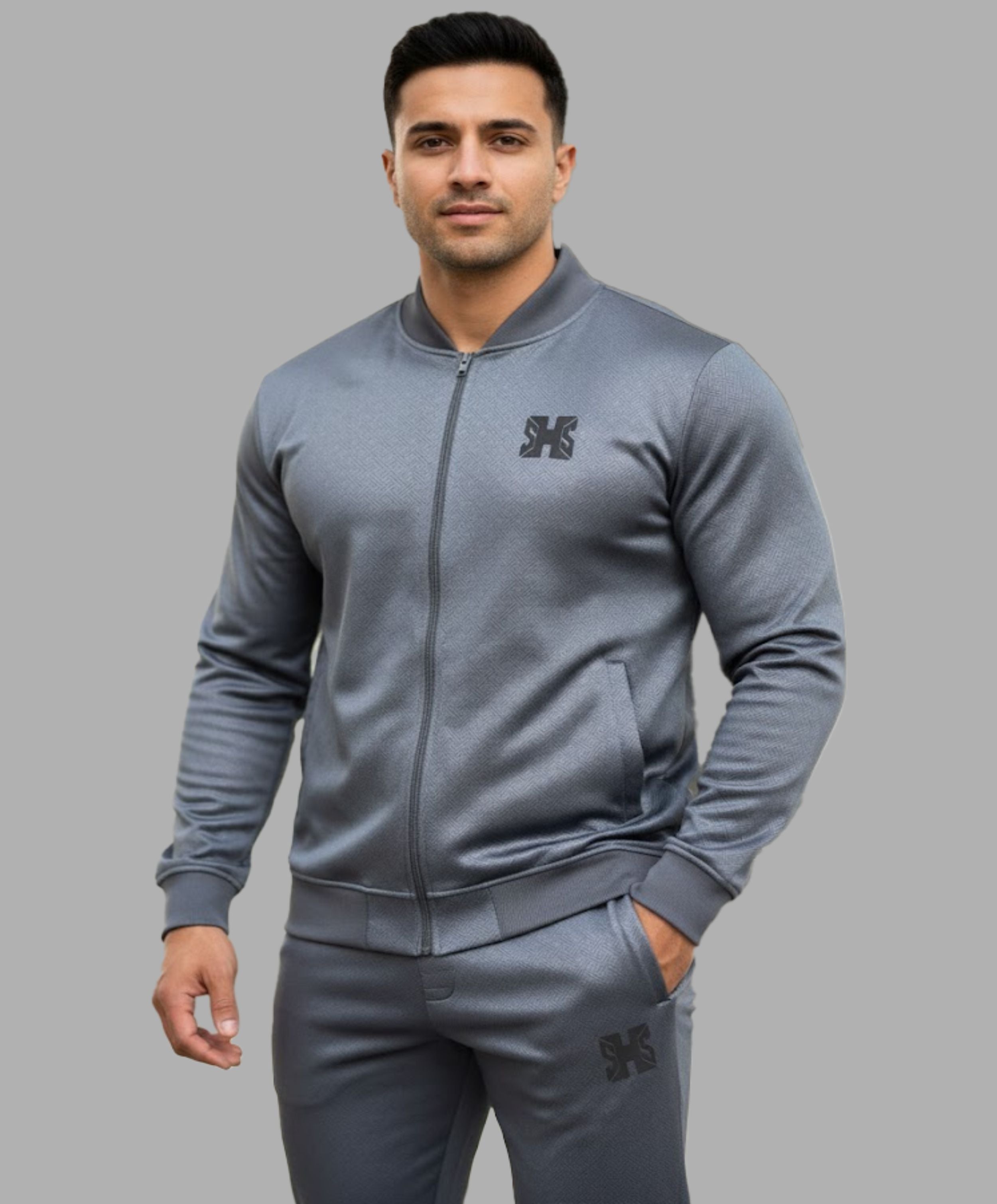 Line Embossing Fleece Jogging Suit