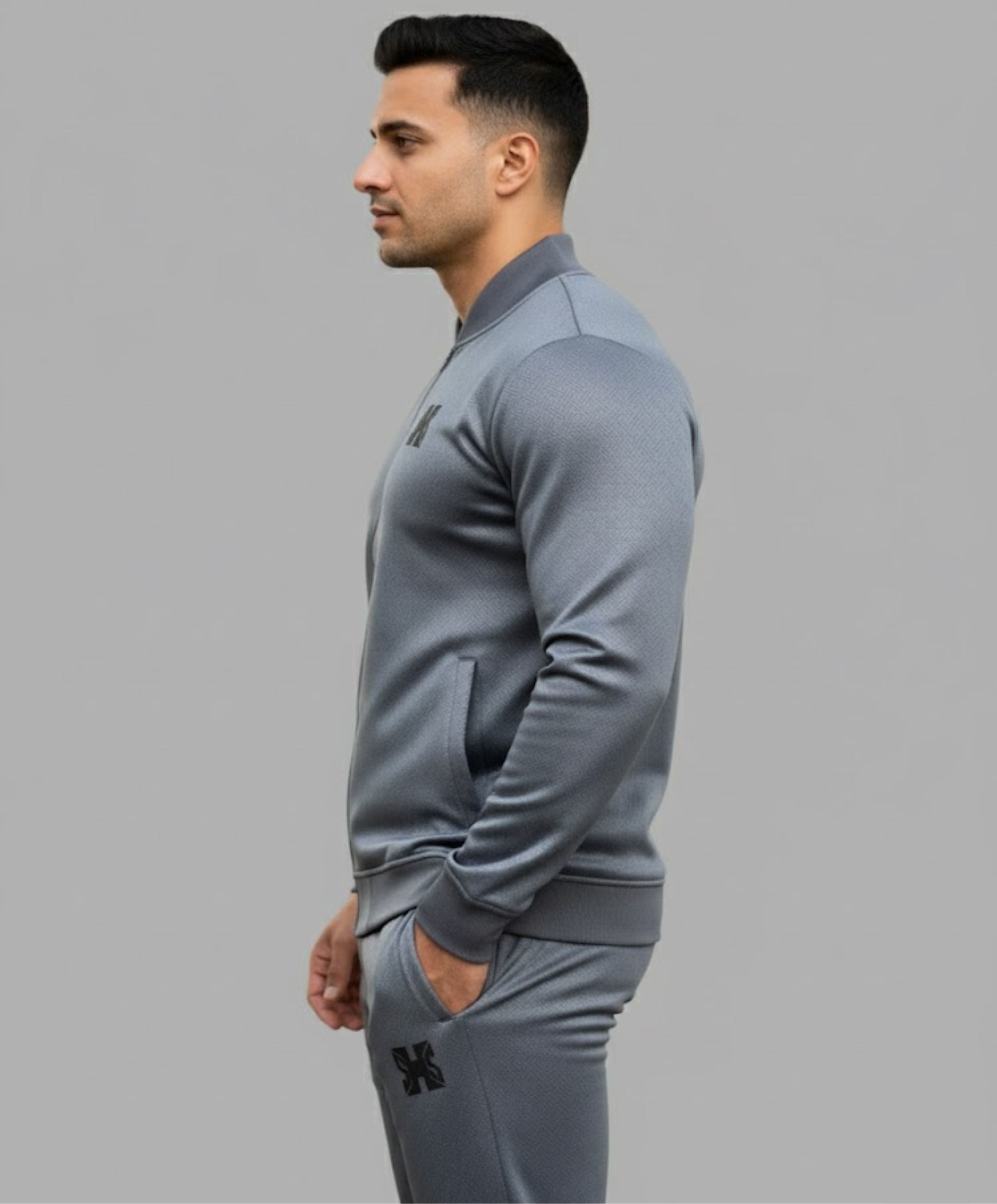 Line Embossing Fleece Jogging Suit