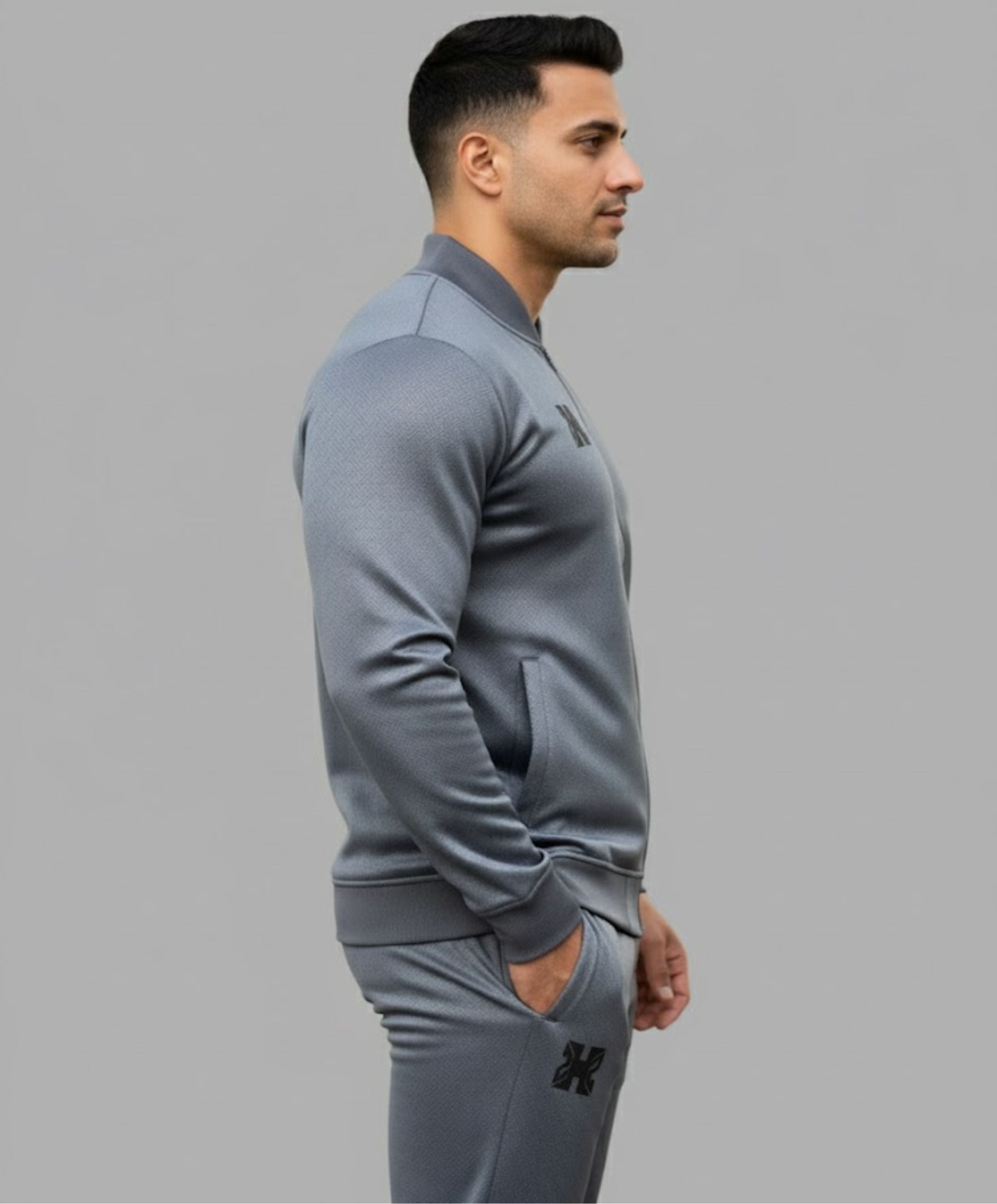 Line Embossing Fleece Jogging Suit