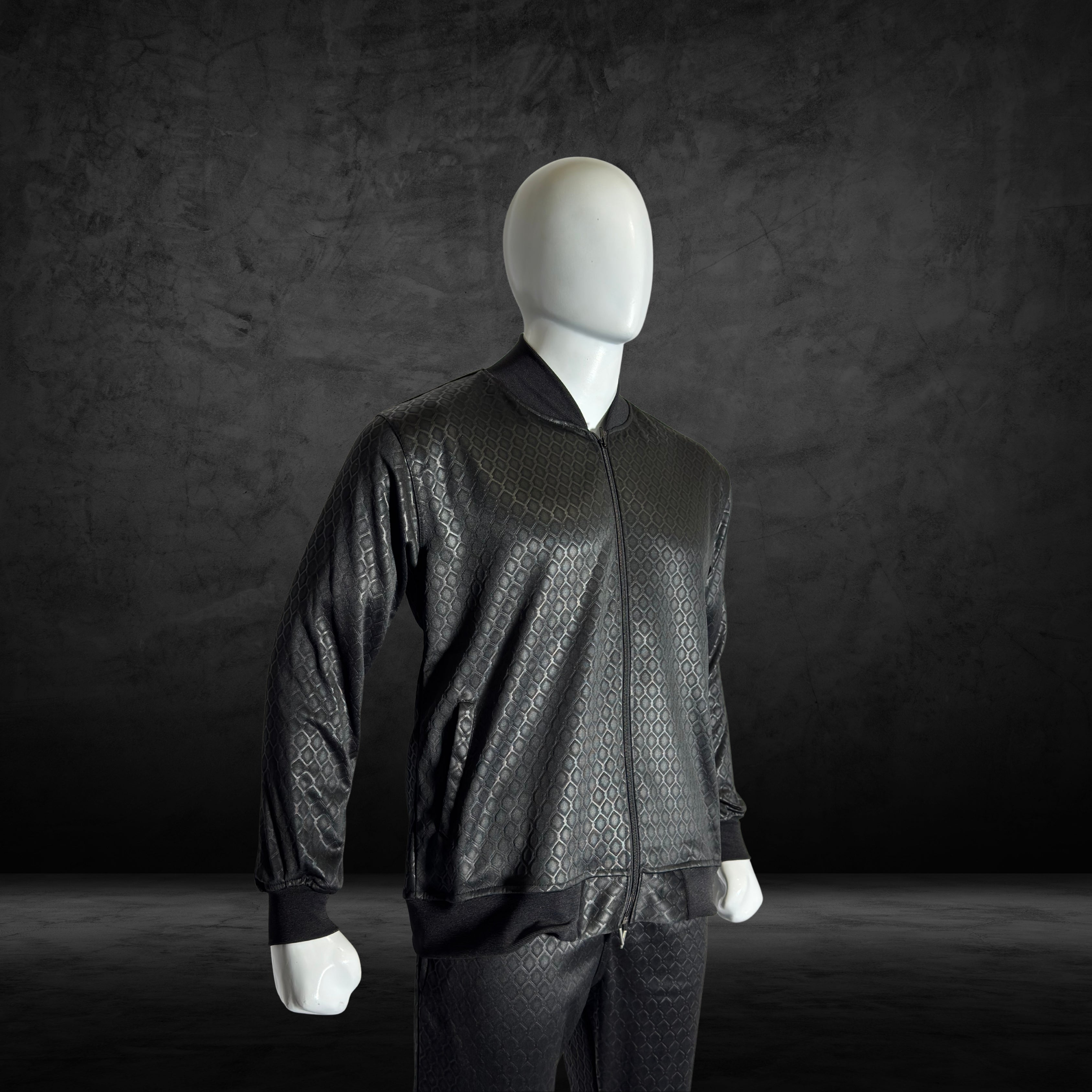 Line Embossing Fleece Jogging Suit