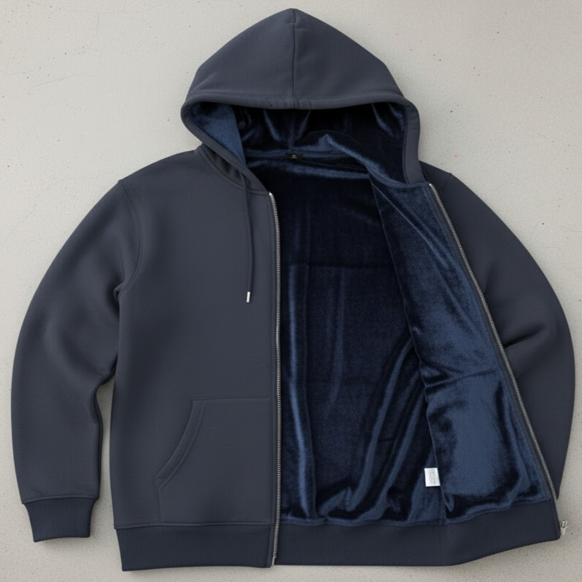 The Ultimate Comfort: Velvet Lined Cotton Fleece Zip-Up Hoodie